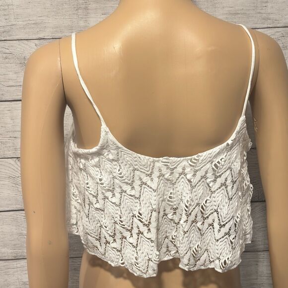 Charlotte Russe white lace ruffled crop top Size S Y2K FairyCore - Picture 2 of 7
